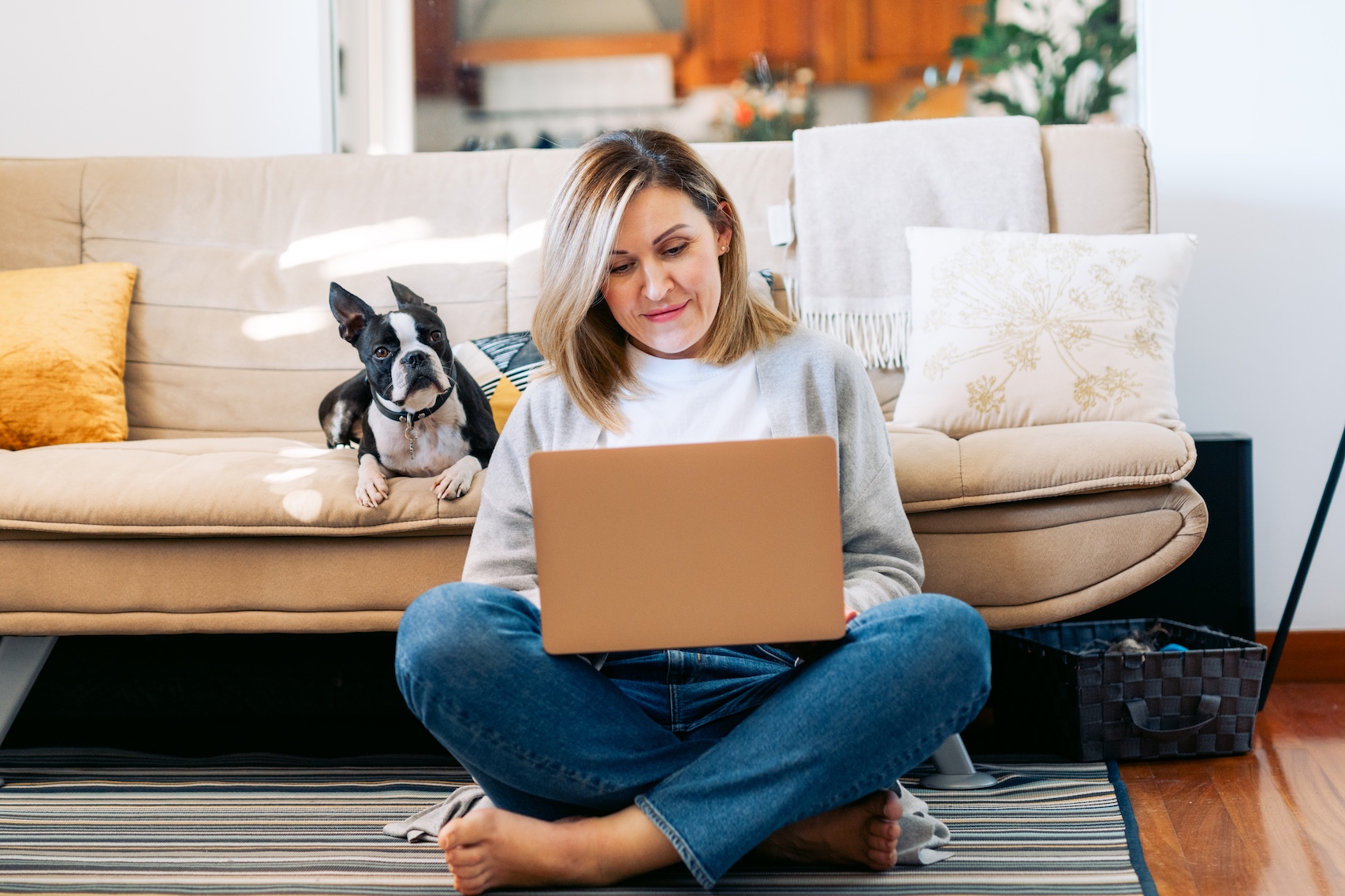 Woman working on laptop